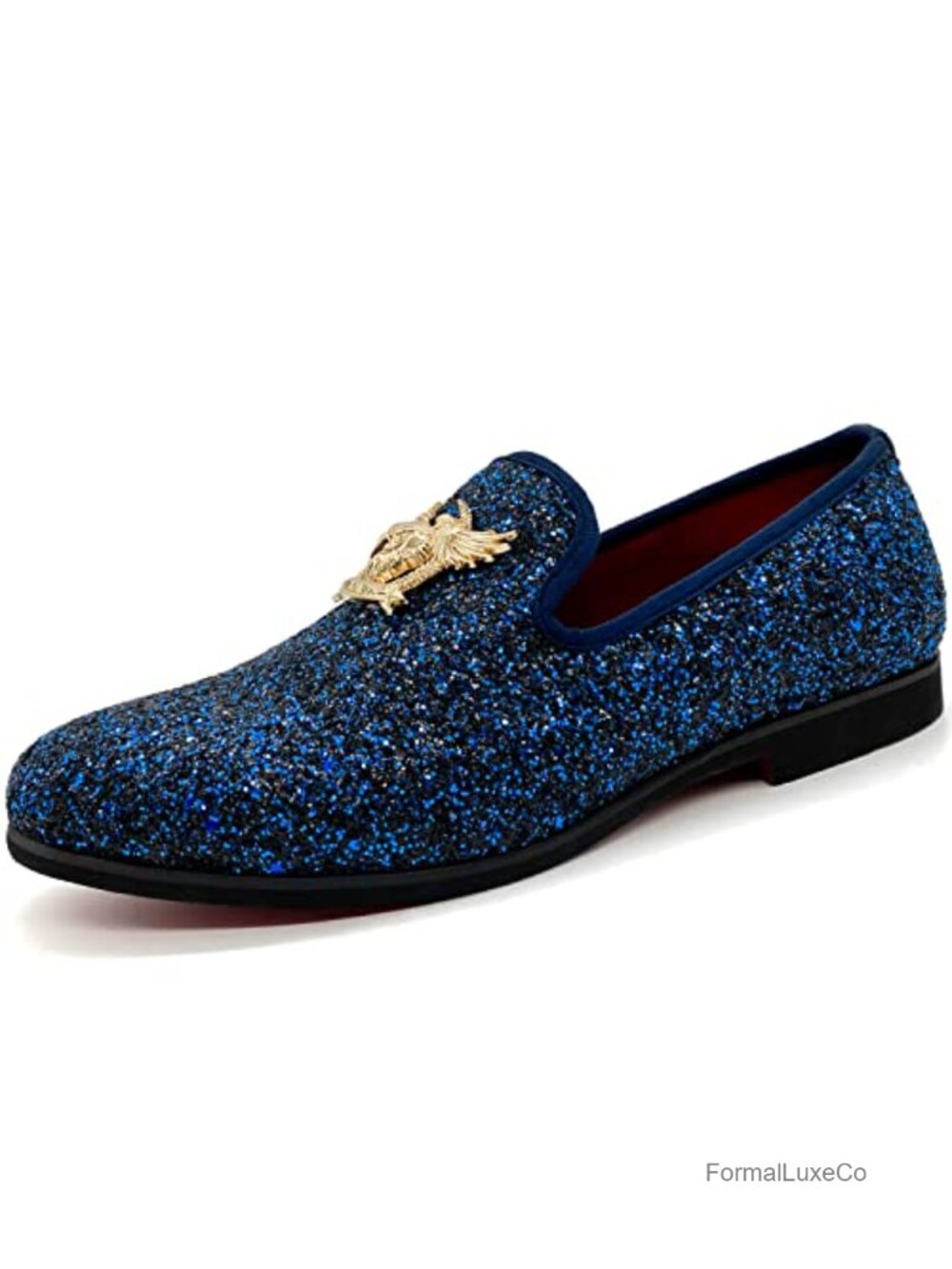 Men's Glitter Loafers Shiny Slip On Dress Shoes Sparkling Studded Loafers